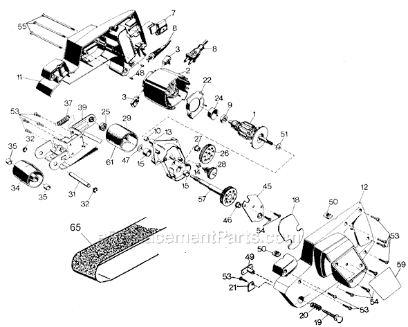 Page A Diagram and Parts List for Type 1 Black and Decker Belt or Drum Sander